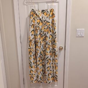 J. Crew Lemon Print Midi Dress - Yellow and White